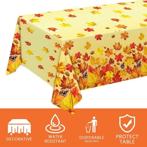 3 Pieces Thanksgiving Tablecloths Fall Maple Leaves Disposable Tablecloth Autumn Harvest Table Cover for Thanksgiving Party Decorations, 54 X 108 Inch in Saudi Arabia