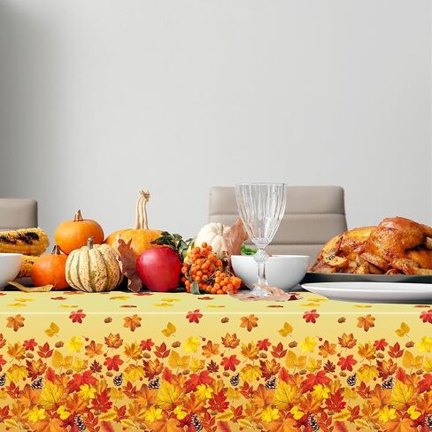 3 Pieces Thanksgiving Tablecloths Fall Maple Leaves Disposable Tablecloth Autumn Harvest Table Cover for Thanksgiving Party Decorations, 54 X 108 Inch in Saudi Arabia