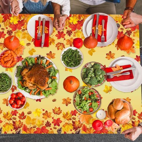 3 Pieces Thanksgiving Tablecloths Fall Maple Leaves Disposable Tablecloth Autumn Harvest Table Cover for Thanksgiving Party Decorations, 54 X 108 Inch in Saudi Arabia