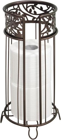 iDesign Vine Metal and Plastic Wastebasket Trash Can Garbage Can for Bathroom, Bedroom, Home Office, Kitchen, Patio, Dorm, College, Vanilla Tan and Bronze in Kuwait