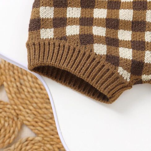 Baby Romper Newborn Baby Plaid Bodysuit Sleeveless Knitted Outfit for Boy and Girls with Warm Hat Set in Saudi Arabia