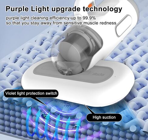 Professional Portable Cordless Handheld Bed Mattress Pillow Fabric Sofa Couch Sheet Carpet Vacuum Cleaner High Frequency Double Vibrative Pad strong suction for Deep Vacuum Cleaning With Charging Dock in Saudi Arabia