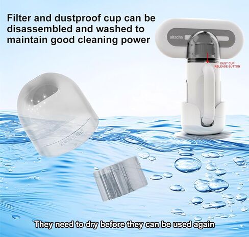 Professional Portable Cordless Handheld Bed Mattress Pillow Fabric Sofa Couch Sheet Carpet Vacuum Cleaner High Frequency Double Vibrative Pad strong suction for Deep Vacuum Cleaning With Charging Dock in Saudi Arabia
