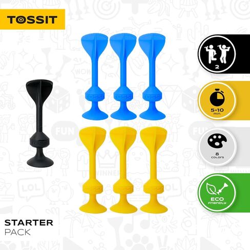 TOSSIT Game Suction Cup Darts, Toss Game Perfect Family and Party, Silicone Throwing Game for Backyard, Indoor and Outdoor Fun, Starter Pack, Blue Yellow in Saudi Arabia