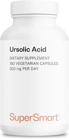 Supersmart - Ursolic Acid 300mg per Day (25% Purity) - Muscle Mass & Strength - Skin Health Support - UA Supplement - Rosemary Leaf Extract | Non-GMO & Gluten Free - 90 Vegetarian Capsules in Saudi Arabia