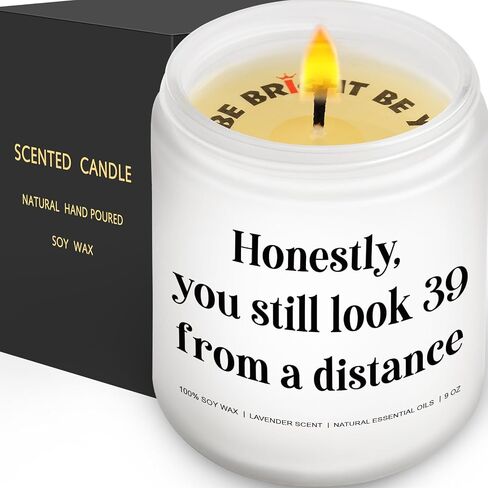Funny 40th Birthday Gifts for Women, Men, Honestly You Still Look Like 39 from A Distance Candle, Birthday Gift for Her Best Friend, 40th Birthday Gag Gifts, Birthday Humor Candle, Happy Candle Gifts in Saudi Arabia