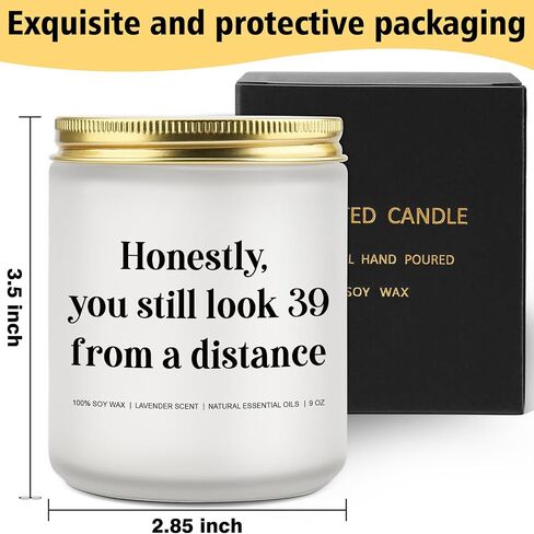 Funny 40th Birthday Gifts for Women, Men, Honestly You Still Look Like 39 from A Distance Candle, Birthday Gift for Her Best Friend, 40th Birthday Gag Gifts, Birthday Humor Candle, Happy Candle Gifts in Saudi Arabia