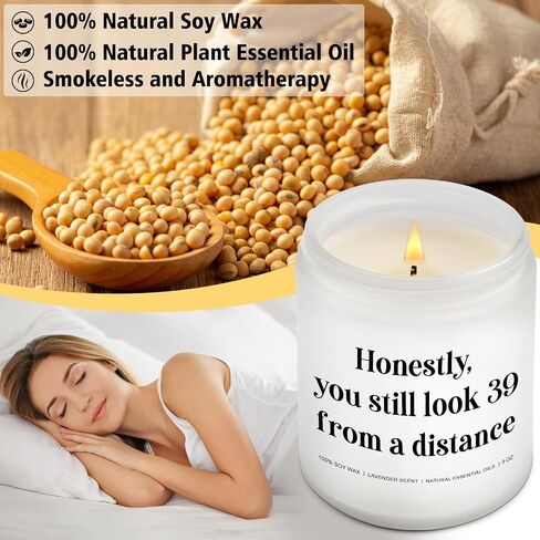 Funny 40th Birthday Gifts for Women, Men, Honestly You Still Look Like 39 from A Distance Candle, Birthday Gift for Her Best Friend, 40th Birthday Gag Gifts, Birthday Humor Candle, Happy Candle Gifts in Saudi Arabia