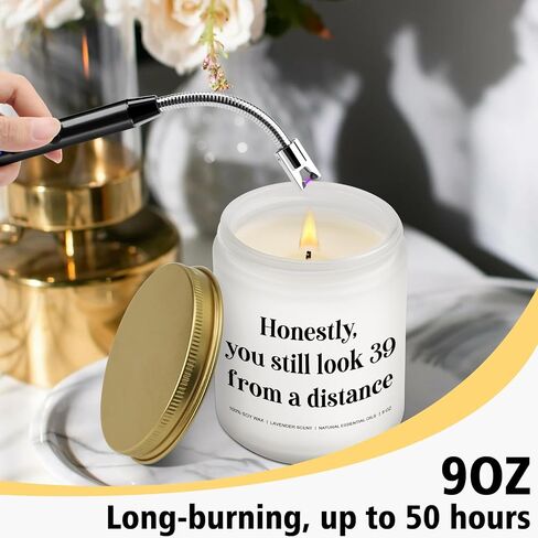 Funny 40th Birthday Gifts for Women, Men, Honestly You Still Look Like 39 from A Distance Candle, Birthday Gift for Her Best Friend, 40th Birthday Gag Gifts, Birthday Humor Candle, Happy Candle Gifts in Saudi Arabia