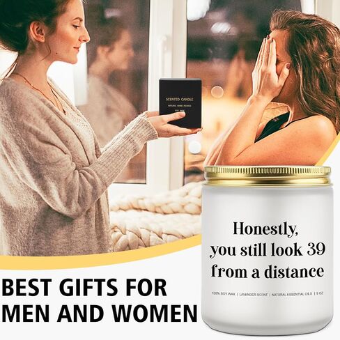 Funny 40th Birthday Gifts for Women, Men, Honestly You Still Look Like 39 from A Distance Candle, Birthday Gift for Her Best Friend, 40th Birthday Gag Gifts, Birthday Humor Candle, Happy Candle Gifts in Saudi Arabia
