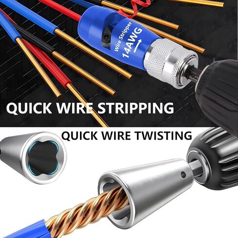 Wire Stripper for Drill Wire Stripping Tool for 8 AWG 10AWG 12 AWG 14 AWG Wire Twister Cable Stripper Electrician Tool Kit Quick Wire Stripping and Connector in Saudi Arabia