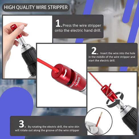 Wire Stripper for Drill Wire Stripping Tool for 8 AWG 10AWG 12 AWG 14 AWG Wire Twister Cable Stripper Electrician Tool Kit Quick Wire Stripping and Connector in Saudi Arabia