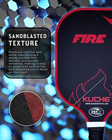 KUCHE FIRE | T-700 Friction Surface | 16MM Thickness | Polymer Honeycomb Core – USAPA Approved Pickleball Paddle in Saudi Arabia
