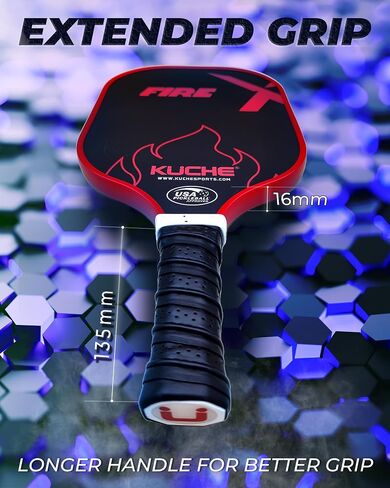 KUCHE FIRE | T-700 Friction Surface | 16MM Thickness | Polymer Honeycomb Core – USAPA Approved Pickleball Paddle in Saudi Arabia