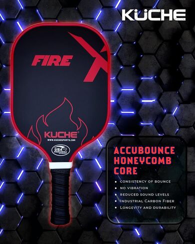 KUCHE FIRE | T-700 Friction Surface | 16MM Thickness | Polymer Honeycomb Core – USAPA Approved Pickleball Paddle in Saudi Arabia