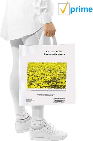 حقيبة دوكال للمتعلقات الشخصية 20 × 18.5، حزمة من 50 كيس أبيض لمتعلقات المرضى 1,3 مل من البولي إيثيلين، حقيبة متعلقات مطبوعة طبيعية بمقابض للمستشفيات والفنادق in Kuwait