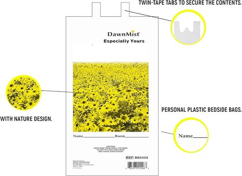 حقيبة دوكال للمتعلقات الشخصية 20 × 18.5، حزمة من 50 كيس أبيض لمتعلقات المرضى 1,3 مل من البولي إيثيلين، حقيبة متعلقات مطبوعة طبيعية بمقابض للمستشفيات والفنادق in Kuwait