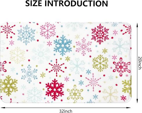 MEHOFOND Christmas Bathroom Rugs,Winter Snowflake Bath Mat,Xmas Colorful Snowflakes Bath Mats for Bathroom Decor Extra Soft & Absorbent,Non Slip Festive Rugs Holiday Decorative Bath Rugs 20x32in in Kuwait