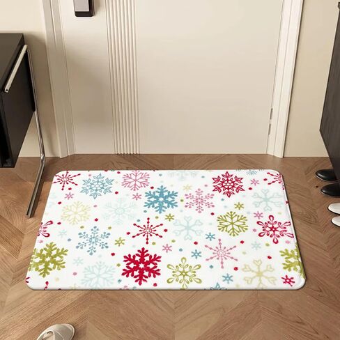 MEHOFOND Christmas Bathroom Rugs,Winter Snowflake Bath Mat,Xmas Colorful Snowflakes Bath Mats for Bathroom Decor Extra Soft & Absorbent,Non Slip Festive Rugs Holiday Decorative Bath Rugs 20x32in in Kuwait