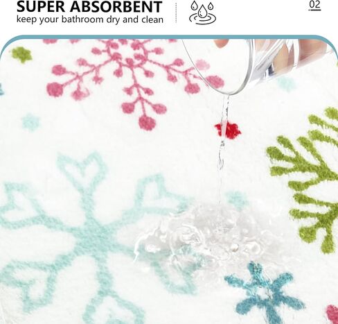 MEHOFOND Christmas Bathroom Rugs,Winter Snowflake Bath Mat,Xmas Colorful Snowflakes Bath Mats for Bathroom Decor Extra Soft & Absorbent,Non Slip Festive Rugs Holiday Decorative Bath Rugs 20x32in in Kuwait