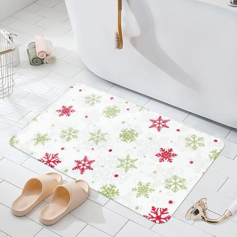 MEHOFOND Christmas Bathroom Rugs,Winter Snowflake Bath Mat,Xmas Colorful Snowflakes Bath Mats for Bathroom Decor Extra Soft & Absorbent,Non Slip Festive Rugs Holiday Decorative Bath Rugs 20x32in in Kuwait