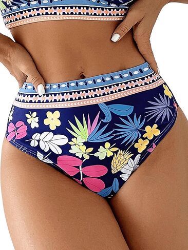 WDIRARA Women's 2 Piece Floral High Waist Swimsuit V Neck Triangle Boho Bikini Set in Saudi Arabia