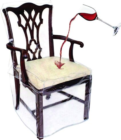 LAMINET Heavy-Duty Crystal-Clear Dining Chair with Arms Protectors - Protects All-Over from Dust, Dirt, Spills, Pet Hair/Dander, Paws and Claws! Fits Up to 41"BH x 20" FH x 20"W x 22" D (Set of 2) in Saudi Arabia