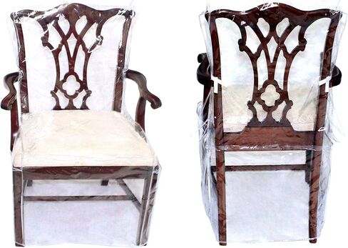 LAMINET Heavy-Duty Crystal-Clear Dining Chair with Arms Protectors - Protects All-Over from Dust, Dirt, Spills, Pet Hair/Dander, Paws and Claws! Fits Up to 41"BH x 20" FH x 20"W x 22" D (Set of 2) in Saudi Arabia