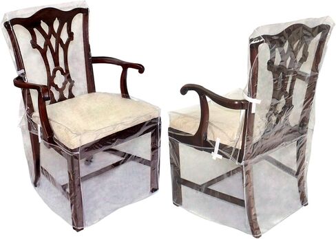 LAMINET Heavy-Duty Crystal-Clear Dining Chair with Arms Protectors - Protects All-Over from Dust, Dirt, Spills, Pet Hair/Dander, Paws and Claws! Fits Up to 41"BH x 20" FH x 20"W x 22" D (Set of 2) in Saudi Arabia
