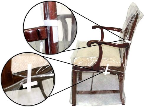 LAMINET Heavy-Duty Crystal-Clear Dining Chair with Arms Protectors - Protects All-Over from Dust, Dirt, Spills, Pet Hair/Dander, Paws and Claws! Fits Up to 41"BH x 20" FH x 20"W x 22" D (Set of 2) in Saudi Arabia