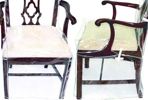 LAMINET Heavy-Duty Crystal-Clear Dining Chair with Arms Protectors - Protects All-Over from Dust, Dirt, Spills, Pet Hair/Dander, Paws and Claws! Fits Up to 41"BH x 20" FH x 20"W x 22" D (Set of 2) in Saudi Arabia