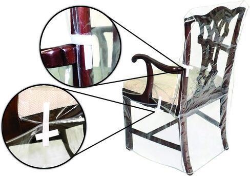 LAMINET Heavy-Duty Crystal-Clear Dining Chair with Arms Protectors - Protects All-Over from Dust, Dirt, Spills, Pet Hair/Dander, Paws and Claws! Fits Up to 41"BH x 20" FH x 20"W x 22" D (Set of 2) in Saudi Arabia