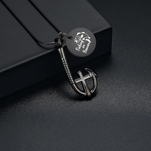 Hearbeingt Cremation Jewelry for Ashes Fishing Hook Urn Necklace for Ashes for Human Pet Stainless Steel Keepsake Pendant for Men Women in Kuwait