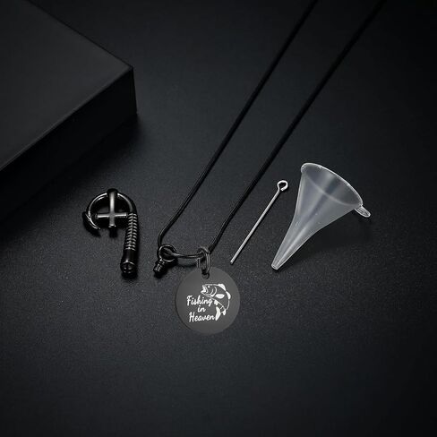 Hearbeingt Cremation Jewelry for Ashes Fishing Hook Urn Necklace for Ashes for Human Pet Stainless Steel Keepsake Pendant for Men Women in Kuwait