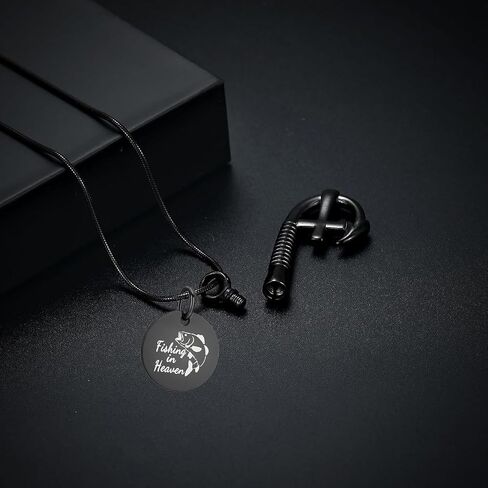 Hearbeingt Cremation Jewelry for Ashes Fishing Hook Urn Necklace for Ashes for Human Pet Stainless Steel Keepsake Pendant for Men Women in Kuwait