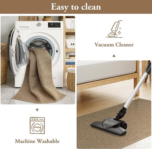 Lahome Braided 2x8 Rug Runners for Hallways Non Slip, Washable Runner Rug Non Slip Kitchen Rug Runner Ultra-Thin, Boho Runner Rug for Hallway Bathroom Bedroom Laundry (Natural, 2'x8') in Saudi Arabia