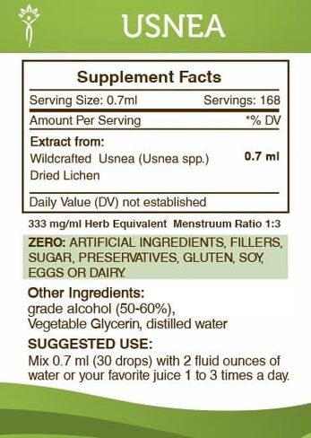 Usnea Tincture Alcohol extract, High-potency Herbal Drops, Tincture made from Usnea barbata Immunity Support 4 oz in Saudi Arabia