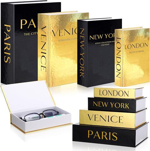 Sabary Decorative Book Box Set of 4 Book Shaped Storage Box Faux Books for Coffee Table Designer Books Decor Decorative Books for Home Decor Bookshelf DIY Crafts in Saudi Arabia
