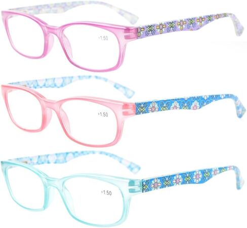 Eyekepper Womens Reading Glasses 3 Pack With comfort Spring Arms Classic Stylish Round Look-Crystal Clear Vision in Kuwait