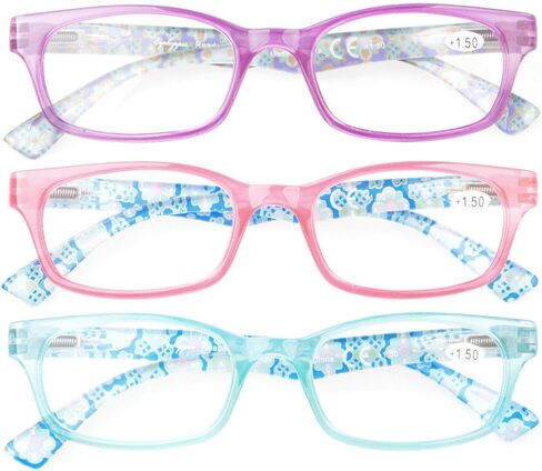 Eyekepper Womens Reading Glasses 3 Pack With comfort Spring Arms Classic Stylish Round Look-Crystal Clear Vision in Kuwait