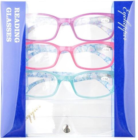 Eyekepper Womens Reading Glasses 3 Pack With comfort Spring Arms Classic Stylish Round Look-Crystal Clear Vision in Kuwait