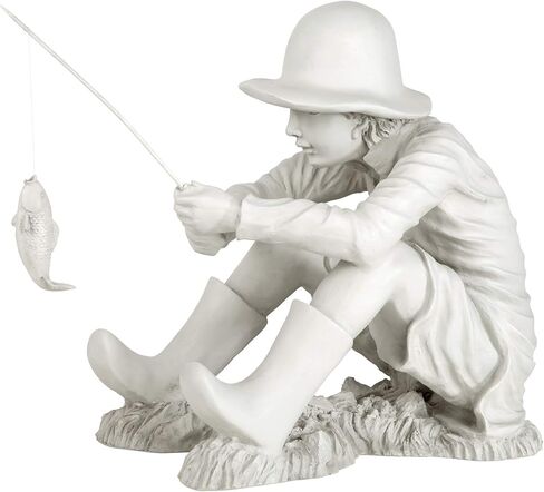 تمثال من Design Toscano NG32122 Frederic the Little Fisherman of Avignon مصنوع يدويًا من البوليريسين، 38.1 سم، حجر بدرجتين من اللون in Saudi Arabia