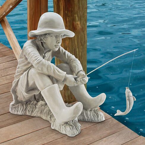 تمثال من Design Toscano NG32122 Frederic the Little Fisherman of Avignon مصنوع يدويًا من البوليريسين، 38.1 سم، حجر بدرجتين من اللون in Saudi Arabia