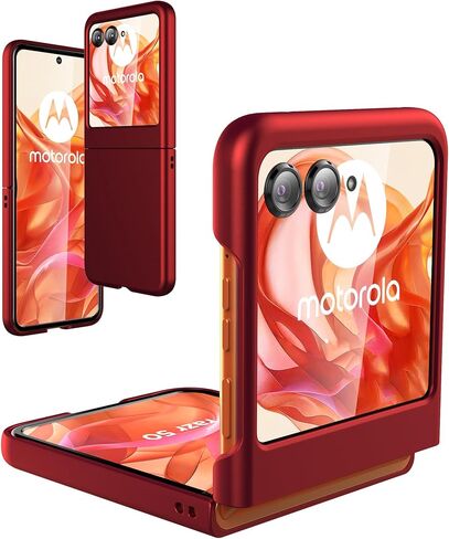 حافظة Foluu لهاتف Motorola Razr 2023 [لا تناسب Razr Plus 2023]، حافظة هاتف رفيعة Moto Razr 2023، كمبيوتر شخصي غير لامع رفيع للغاية مع مقبض غير قابل للانزلاق غطاء حماية كامل لهاتف Motorola Razr 2023 (أحمر داكن) in Kuwait