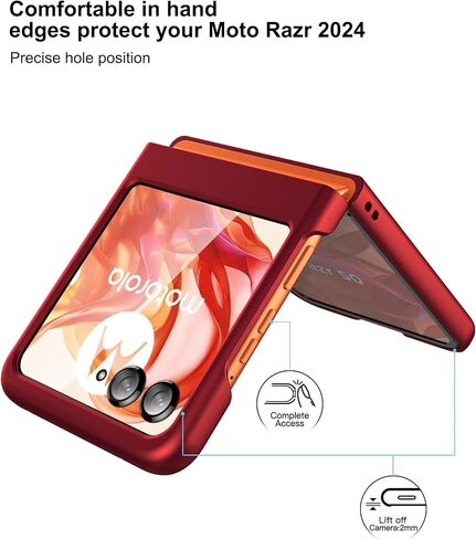 حافظة Foluu لهاتف Motorola Razr 2023 [لا تناسب Razr Plus 2023]، حافظة هاتف رفيعة Moto Razr 2023، كمبيوتر شخصي غير لامع رفيع للغاية مع مقبض غير قابل للانزلاق غطاء حماية كامل لهاتف Motorola Razr 2023 (أحمر داكن) in Kuwait