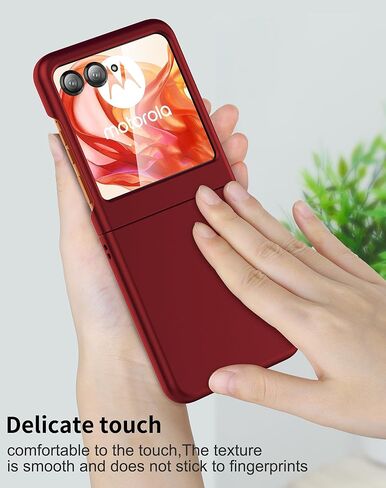 حافظة Foluu لهاتف Motorola Razr 2023 [لا تناسب Razr Plus 2023]، حافظة هاتف رفيعة Moto Razr 2023، كمبيوتر شخصي غير لامع رفيع للغاية مع مقبض غير قابل للانزلاق غطاء حماية كامل لهاتف Motorola Razr 2023 (أحمر داكن) in Kuwait