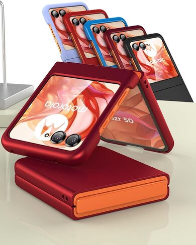 حافظة Foluu لهاتف Motorola Razr 2023 [لا تناسب Razr Plus 2023]، حافظة هاتف رفيعة Moto Razr 2023، كمبيوتر شخصي غير لامع رفيع للغاية مع مقبض غير قابل للانزلاق غطاء حماية كامل لهاتف Motorola Razr 2023 (أحمر داكن) in Kuwait
