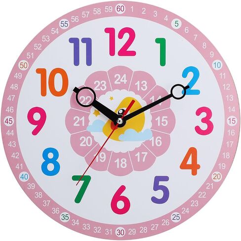 Kids Children's Silent Wall Clock, Bedroom and Study Clock (Pink) in Saudi Arabia