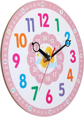 Kids Children's Silent Wall Clock, Bedroom and Study Clock (Pink) in Saudi Arabia