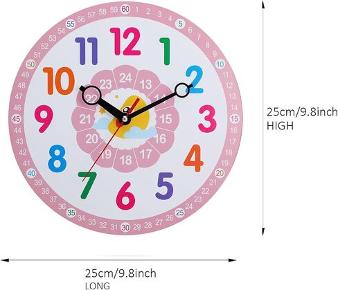 Kids Children's Silent Wall Clock, Bedroom and Study Clock (Pink) in Saudi Arabia